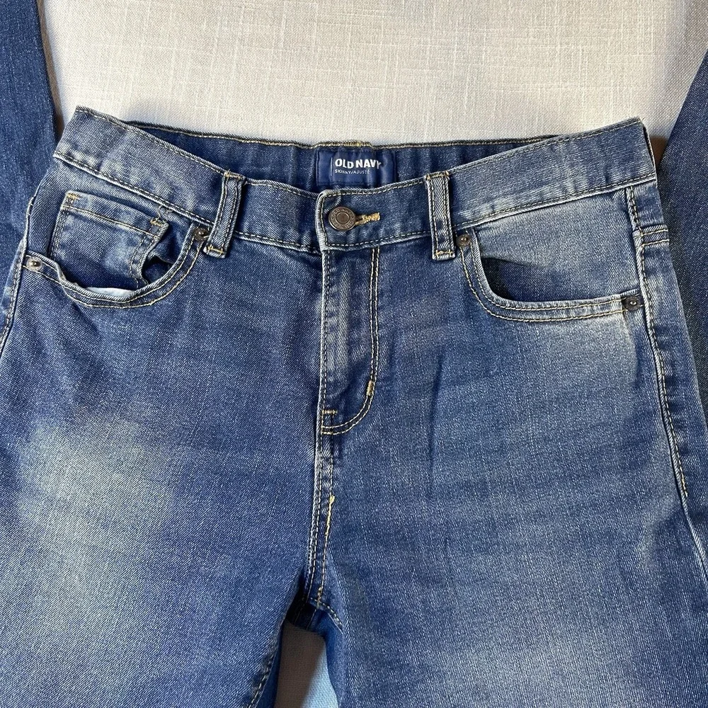 Old Navy Skinny Jeans Boys Size 16 Distressed Adjustable Waist Light Wash‎ Denim